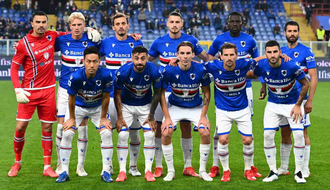 La Sampdoria schierata prima di una partita