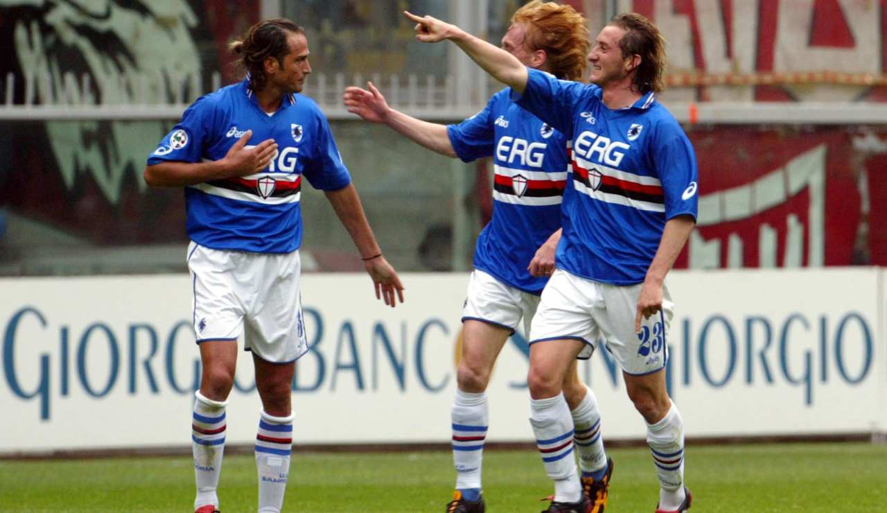 Ex giocatori della Samp festeggiano